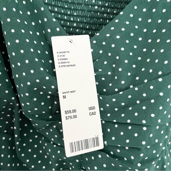 NWT Urban Outfitters Women's Polka Dot Cinched Mini Dress Green Size Medium - Picture 9 of 10